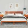 vidaXL Bed Frame with Headboard Wax Brown 200 x 210 cm Solid Pine Wood