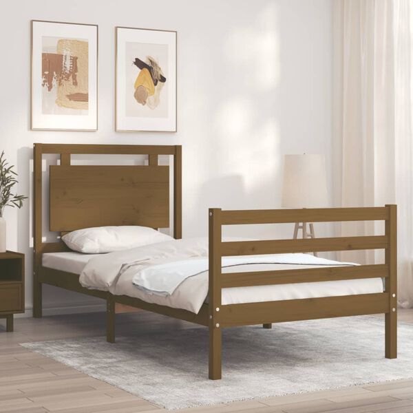 vidaXL Bed Frame without Mattress Honey Brown Single Solid Wood