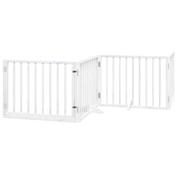 vidaXL Dog Gate with Door Foldable 10 Panels White 800 cm Poplar Wood