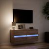 vidaXL TV Wall Cabinet with LED Lights Brown Oak 100x31x45 cm