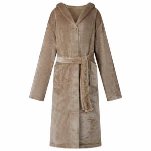 vidaXL Bathrobe Hoodie Camel XL Flannel