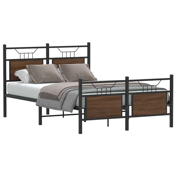 vidaXL Bed Frame without Mattress Brown Oak 120x200 cm Engineered Wood