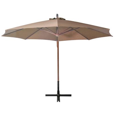 vidaXL Hanging Parasol with Pole Taupe 3.5x2.9 m Solid Fir Wood