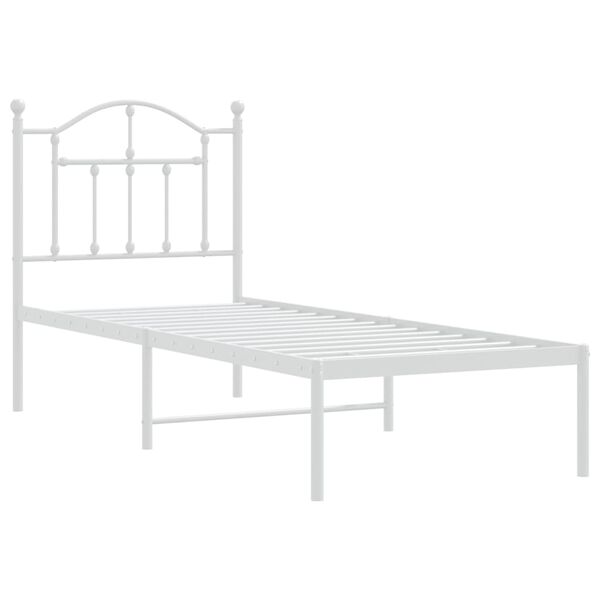 vidaXL Metal Bed Frame without Mattress with Headboard White 75x190cm