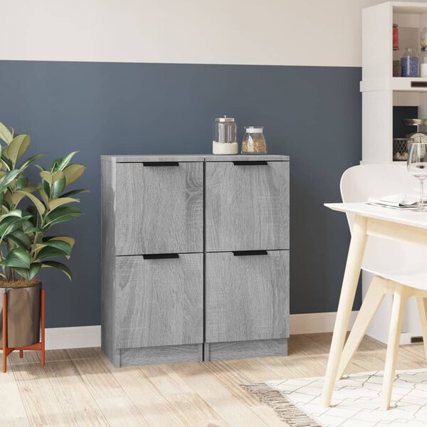 vidaXL Sideboards 2 pcs Grey Sonoma 30x30x70 cm Engineered Wood