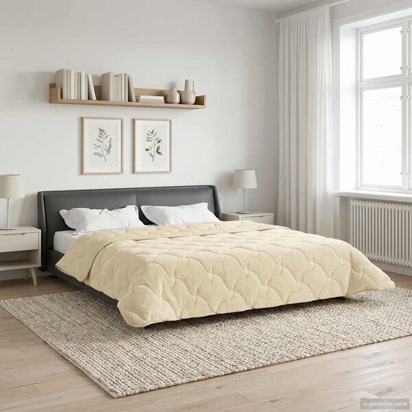 vidaXL Summer Duvet Cream 220 x 240 cm Microfiber and Teddy fleece