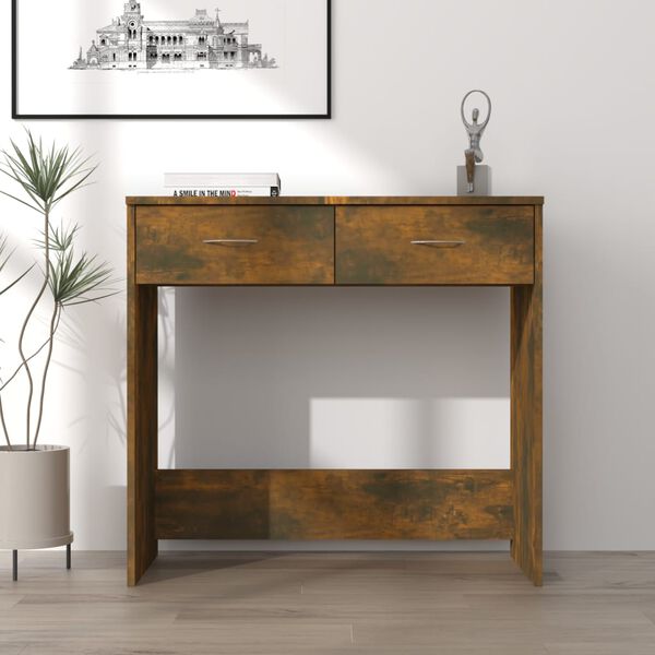 vidaXL Desk Smoked Oak 80x40x75 cm Engineered Wood