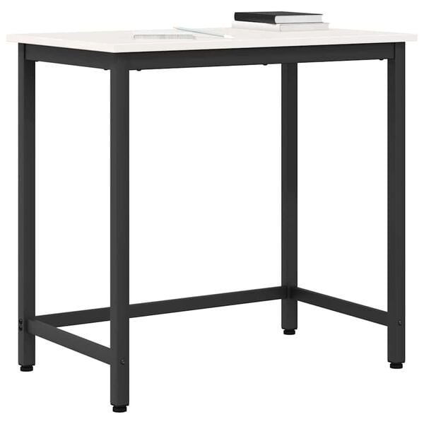 vidaXL Table White 80 x 50 x 77 cm Engineered Wood and Steel