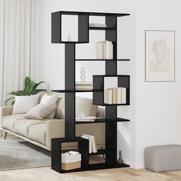 vidaXL Book Cabinet Black Oak 92 x 29 x 188 cm Engineered Wood