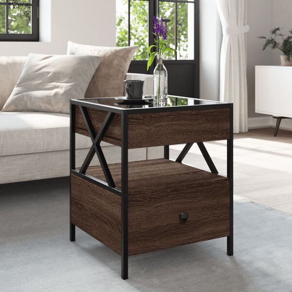 vidaXL Coffee Table with Infinity LED Brown Oak 40x40x51 cm