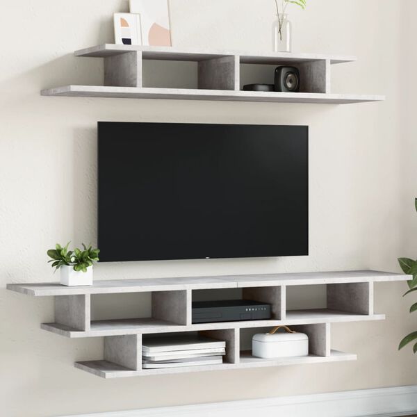 vidaXL TV Wall Units Concrete Grey Engineered Wood