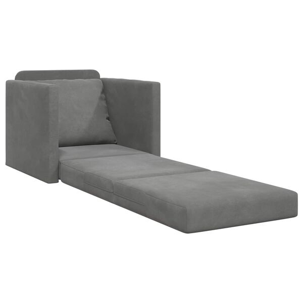 vidaXL Folding Sofa Bed Dark Grey 74 x 77 x 81 cm Velvet