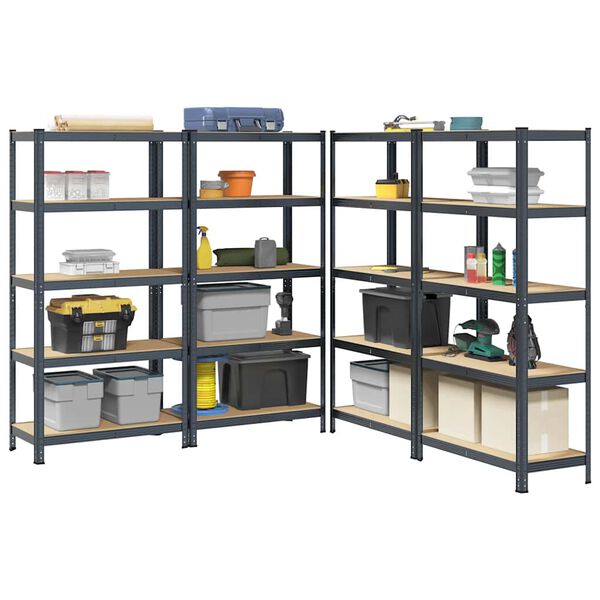 vidaXL 5-Layer Heavy-duty Shelves 4 pcs Anthracite Steel&Engineered Wood