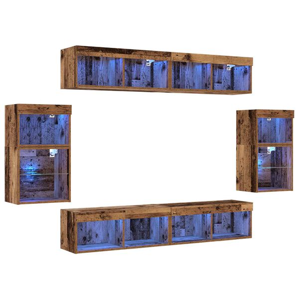 vidaXL TV Cabinet Set Wall-mounted 8 pcs Old wood Engineered wood