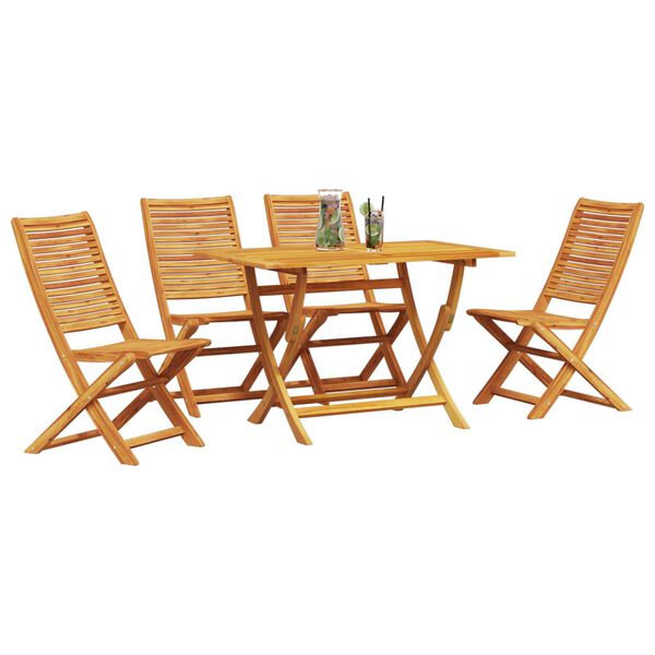 vidaXL Garden Dining Set Folding 5 pcs Brown Solid acacia wood