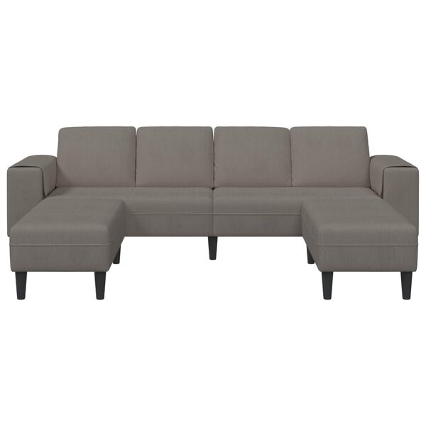 vidaXL Sofa with Cushion Light Grey 250 x 188 x 76 cm Corduroy Fabric