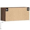 vidaXL TV Wall Cabinet with LED Lights Brown Oak 80x31x35 cm