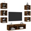 vidaXL 8 Piece TV Wall Units with LED Smoked Oak Engineered Wood