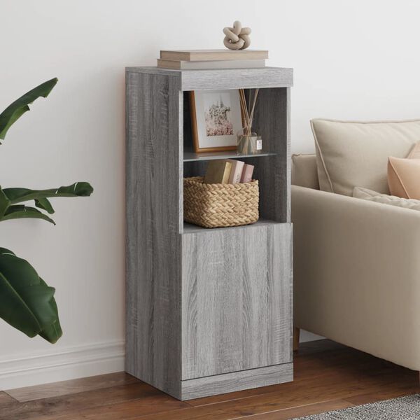 vidaXL Sideboard with LED Lights Grey Sonoma 41x37x100 cm
