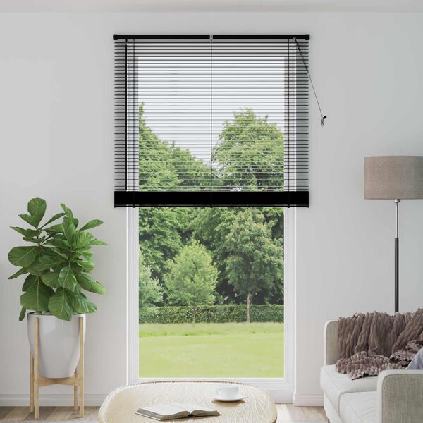 vidaXL Venetian Blind Manual Adjustable Black 213 x 110 cm PVC