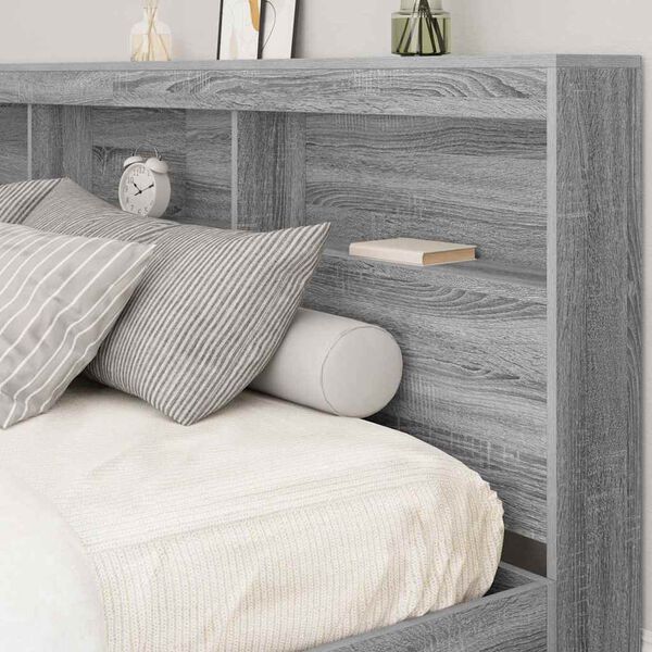 vidaXL Bookcase Bed Grey sonoma 180 x 200 cm Engineered wood