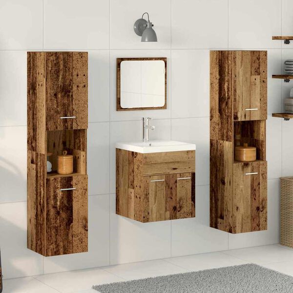 vidaXL Bathroom Furniture Set 4 pcs Old Wood 41 x 38.5 x 46 cm