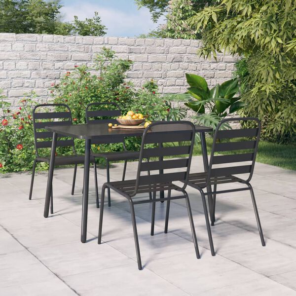 vidaXL 5 Piece Garden Dining Set Anthracite Steel