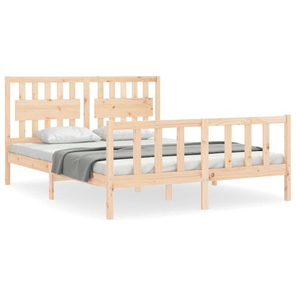 vidaXL Bed Frame without Mattress King Size Solid Wood Pine