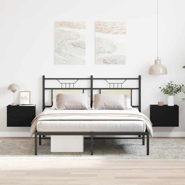 vidaXL Bedside Cabinet 2 pcs Black Oak 40 x 30 x 30 cm Engineered Wood