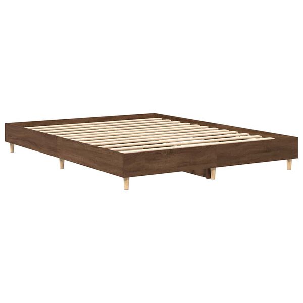 vidaXL Bed Frame No Mattress Brown Oak 150x200 cm King Size Engineered Wood