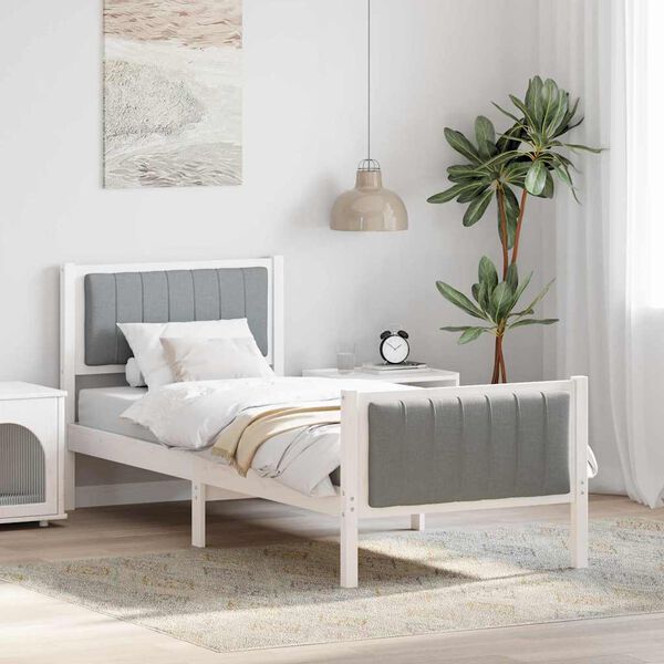 vidaXL Bed frame White and light grey 80 x 200 cm Solid pine wood