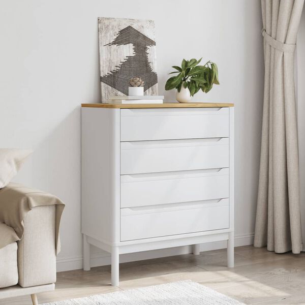 vidaXL Chest of Drawers FLORO White Solid Wood Pine