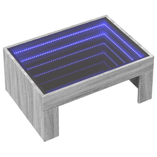 vidaXL Coffee Table with Infinity LED Grey Sonoma 70x50x30 cm