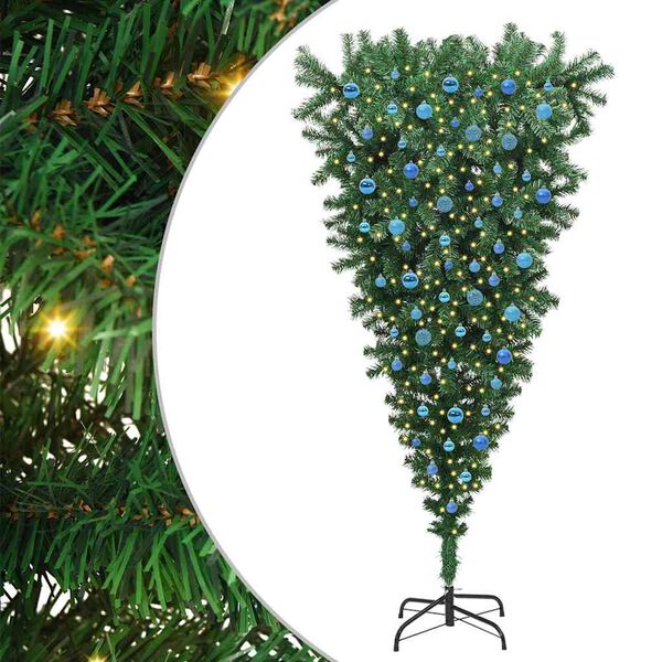 vidaXL Upside-down Artificial Pre-lit Christmas Tree with Ball Set