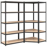 vidaXL 5-Layer Heavy-duty Shelves 2 pcs Grey Steel&Engineered Wood