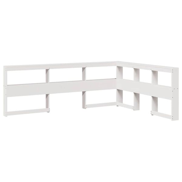 vidaXL Bookcase Headboard L-Shaped White 160 cm Solid Wood Pine