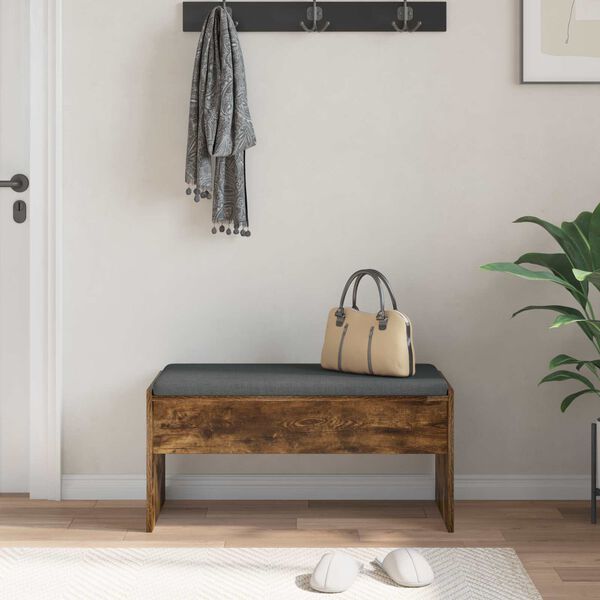 vidaXL Hall Bench with Cushion Smoked Oak 83 x 38 x 40 cm
