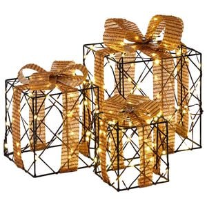 vidaXL Lighted Christmas Gift Box 3 pcs 150 LEDs Warm White
