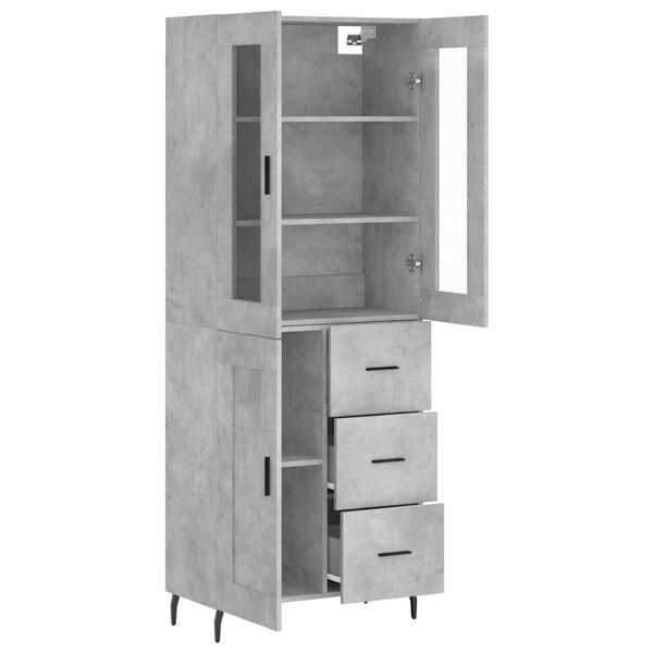 vidaXL Highboard Concrete Grey 69.5x34x180 cm Engineered Wood