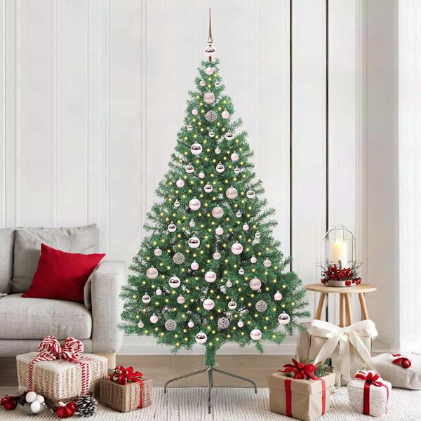 vidaXL Artificial Pre-lit Christmas Tree Green 210 cm PVC