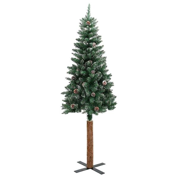 vidaXL Slim Christmas Tree Green 180 cm PVC and Solid Pine wood