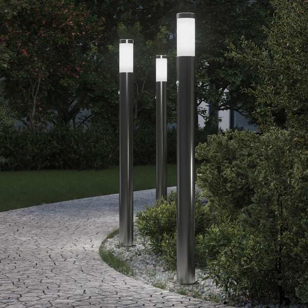 vidaXL Bollard Lights with Sensor 3pcs 110 cm Stainless Steel IP44