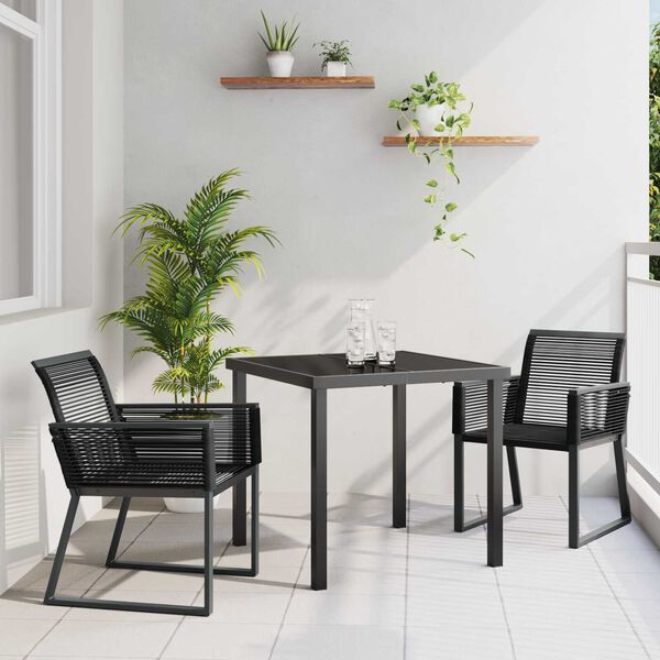 vidaXL Garden Dining Set 3 pcs Black Powder-Coated Steel