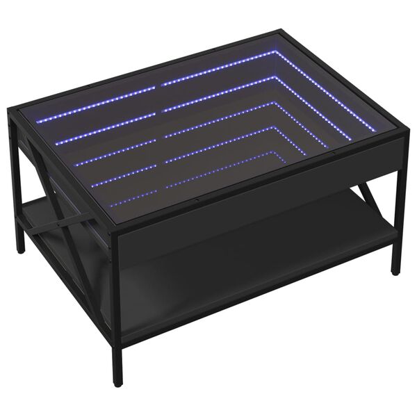 vidaXL Coffee Table with Infinity LED Black 70x50x38 cm