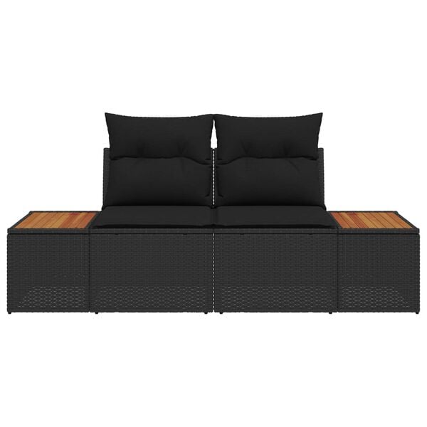 vidaXL Garden Sofa Black 184 x 62 x 85cm Poly Rattan