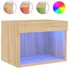 vidaXL Bedside Cabinets with LED Lights Wall-mounted 2 pcs Sonoma Oak