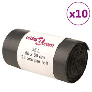 vidaXL Bin Bags 250 pcs Black 35 L
