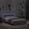 vidaXL Bed Frame with Headboard and LED Grey Sonoma 120x190 cm Small Double