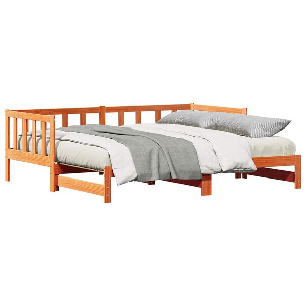 vidaXL Pull-out Day Bed Wax Brown 193.5 x 184 x 66 cm Solid Pine Wood
