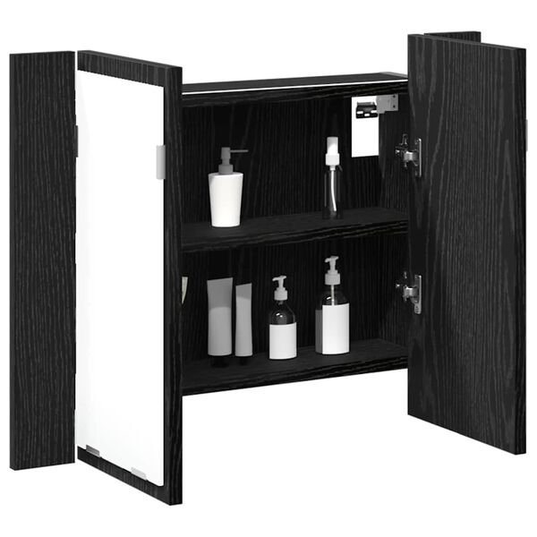 vidaXL Bathroom Mirror Cabinet with Shelf Black Oak 60 x 12 x 45 cm